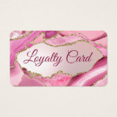 Roze Agate Nep-Folie Loyaltykaart Visitekaartje (Voorkant)