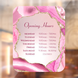 Roze Agate Nep Folie Openingstijden Ruitstickers Raamsticker