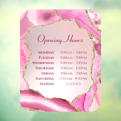 Roze Agate Nepfolie Openingstijden Ruitstickers Raamsticker (Vel 3)