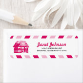 Roze Airmail Beach Hut RETOUR ADRES Mailing Etiket (Insitu)