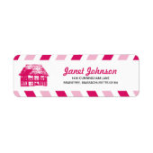Roze Airmail Beach Hut RETOUR ADRES Mailing Etiket (Voorkant)