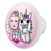 Roze airy en unicorn keramische knop (Rechts)