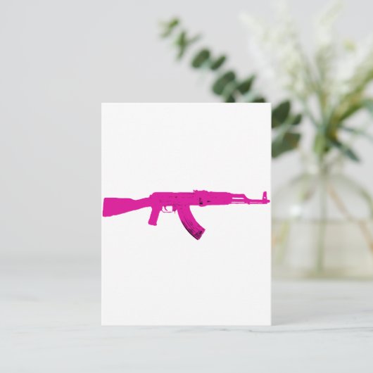 Roze AK-47 Briefkaart (Staand voorkant)