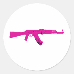 Roze AK-47 Ronde Sticker
