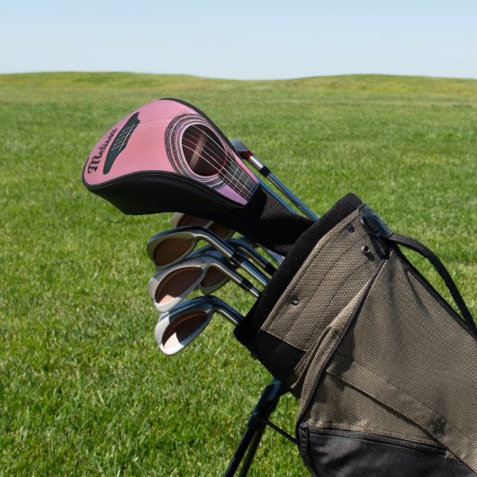 Roze akoestische gitaar gitarist instrumentnaam golfheadcover (Insitu)