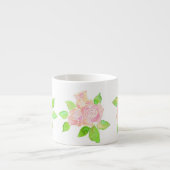  Roze Albertine Rozen in Waterverf Espresso Kop (Voorkant)