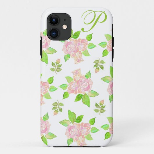  roze Albertine Rozen Patroon op wit Case-Mate iPhone Case (Achterkant)
