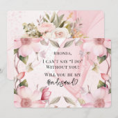 Roze Alcohol Ink Floral Wil je mijn bruidsmeisje z Kaart (Voorkant / Achterkant)
