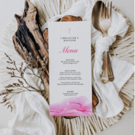 Roze alcohol Ink Girl Baptism Christening Menu