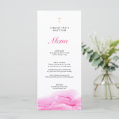 Roze alcohol Ink Girl Baptism Christening Menu (Staand voorkant)