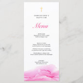 Roze alcohol Ink Girl Baptism Christening Menu (Voorkant)