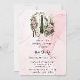 Roze Alcohol Ink Groom Suit vrijgezellenfeest Kaart