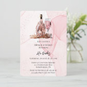 Roze Alcohol Inkt Diamond Champagne Brunch & Bubbl Kaart (Staand voorkant)