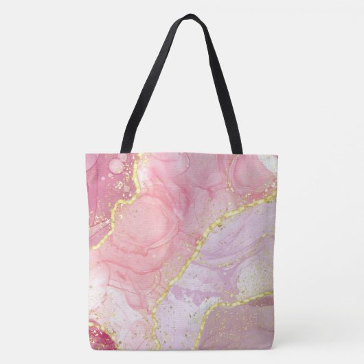 Roze Alcohol Inkt Goud Elegant Tote Bag (Voorkant)