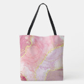 Roze Alcohol Inkt Goud Elegant Tote Bag (Achterkant)