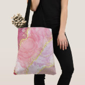 Roze Alcohol Inkt Goud Elegant Tote Bag (Dichtbij)