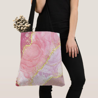 Roze Alcohol Inkt Goud Elegant Tote Bag