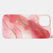Roze Alcohol Inkt Goud Girly iPhone Hoesje (Achterkant horizontaal)