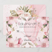 Roze Alcoholinkt Bloemen Huwelijk RSVP Kaart (Voorkant / Achterkant)