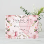 Roze Alcoholinkt Bloemen Huwelijk RSVP Kaart (Staand voorkant)