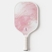 Roze alcoholinkt met Gold Glitter Monogram Pickleball Paddle (Achterkant)