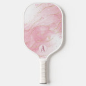 Roze alcoholinkt met Gold Glitter Monogram Pickleball Paddle (Voorkant)