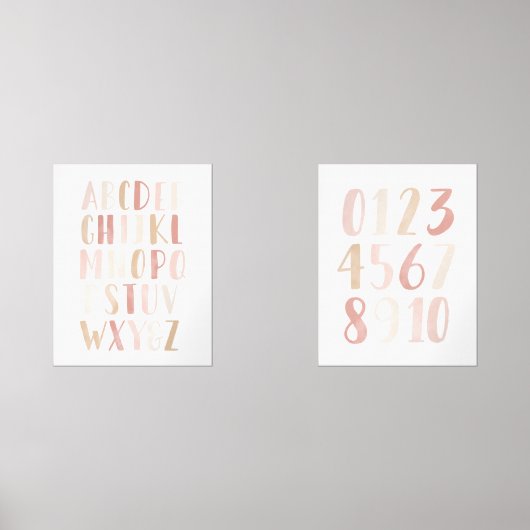 Roze alfabet en cijfers Educatief klaslokaal Muurkunst Sets (Voorkant)