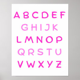 Roze alfabet hoofdletters leraar Kinder kamer Poster