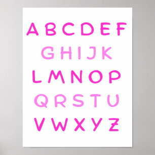 Roze alfabet hoofdletters leraar Kinder kamer Poster