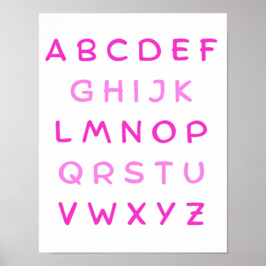 Roze alfabet hoofdletters leraar Kinder kamer Poster (Voorkant)