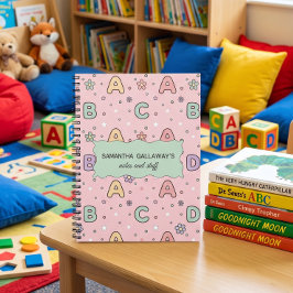 Roze alfabet terug naar school patroon notitieboek