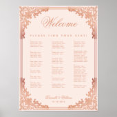  Roze Alfabetische Wedding Zitting Grafiek Poster (Voorkant)