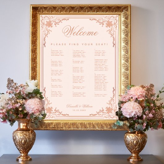  Roze Alfabetische Wedding Zitting Grafiek Poster