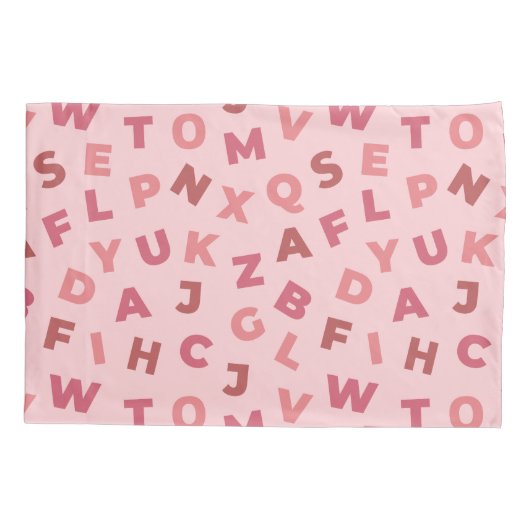 Roze alfabetpatroon Kussensloop (Achterkant)