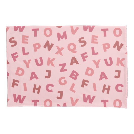 Roze alfabetpatroon Kussensloop (Voorkant)
