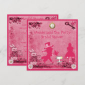 Roze Alice in het Wonderland Tea Party Vrijgezelle Kaart (Voorkant / Achterkant)