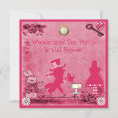 Roze Alice in het Wonderland Tea Party Vrijgezelle Kaart (Voorkant)