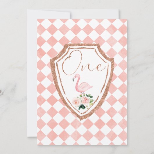 Roze Alice in Onederland 1e verjaardag Uitnodiging (Achterkant)