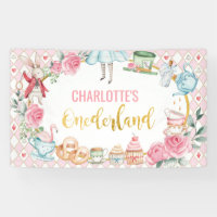 Roze Alice in Onederland 1st Birthday Backdrop