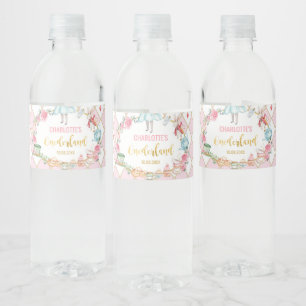 Roze Alice in Onederland Birthday Party Favors Waterfles Etiket