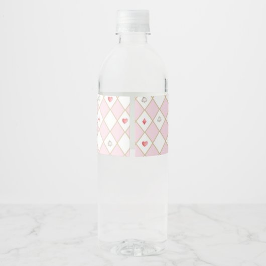 Roze Alice in Onederland Birthday Party Favors Waterfles Etiket (Achterkant)
