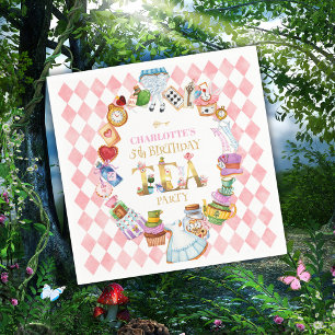 Roze Alice in Wonderland 5e verjaardag   Servet