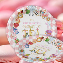 Roze Alice in Wonderland 6de verjaardag  