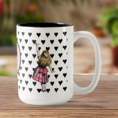 Roze Alice in Wonderland Black Heart Drink mij Tweekleurige Koffiemok