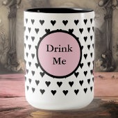 Roze Alice in Wonderland Black Heart Drink mij Tweekleurige Koffiemok