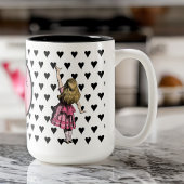 Roze Alice in Wonderland Black Heart Drink mij Tweekleurige Koffiemok
