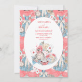 Roze  Alice in Wonderland Bruiloft Kaart (Voorkant)