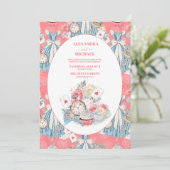 Roze  Alice in Wonderland Bruiloft Kaart (Staand voorkant)