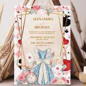 Roze Alice in Wonderland Bruiloft Kaart