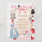 Roze  Alice in Wonderland Bruiloft Kaart (Voorkant)